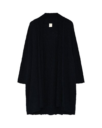 0 Cardigan merino bubble wool-100% merinovilla black