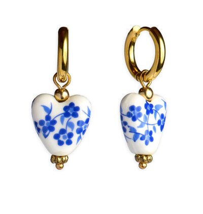 0 Delfts Blue heart earrings