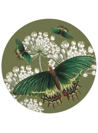 0 Keraamiset lasinalustat Butterfly Green, 4 kpl