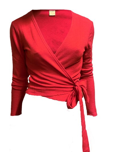 0 Wrap Cardigan Chili Red-100% merinovilla