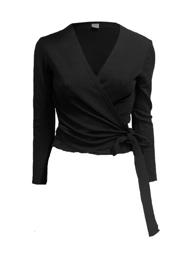 0 Wrap cardigan Black -100 % merinovilla