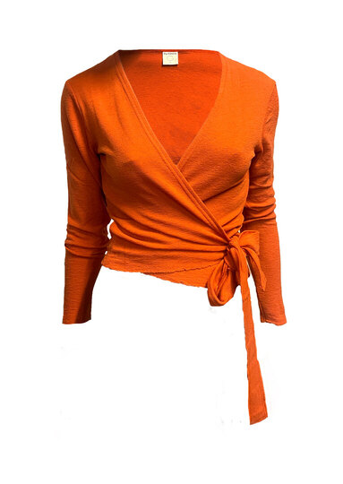 0 Wrap cardigan Soft orange - 100% merinovilla