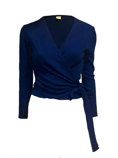 0 Wrap cardigan navy blue-100% merinovilla